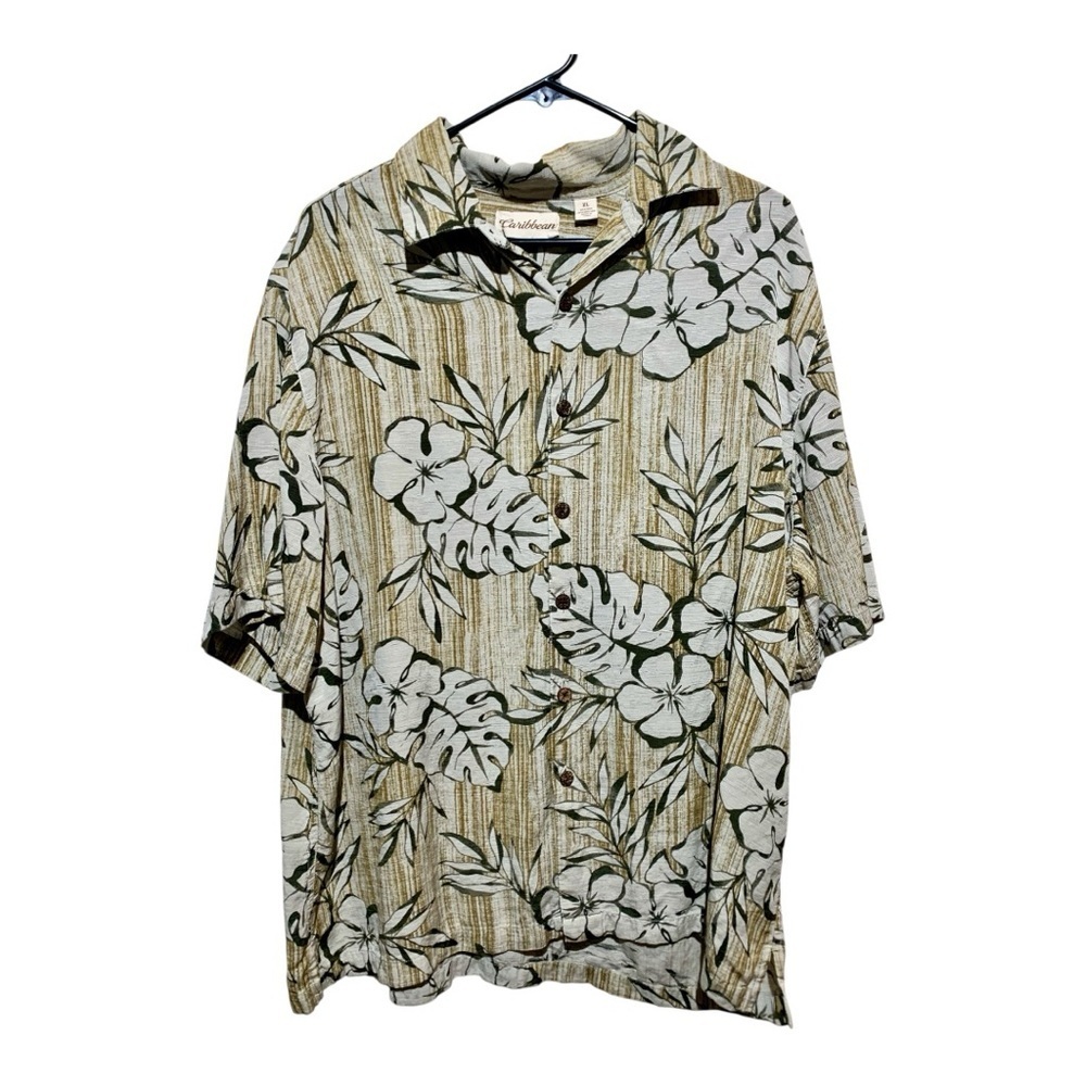 Men’s Vintage Caribbean Silk Aloha Shirt Size XL